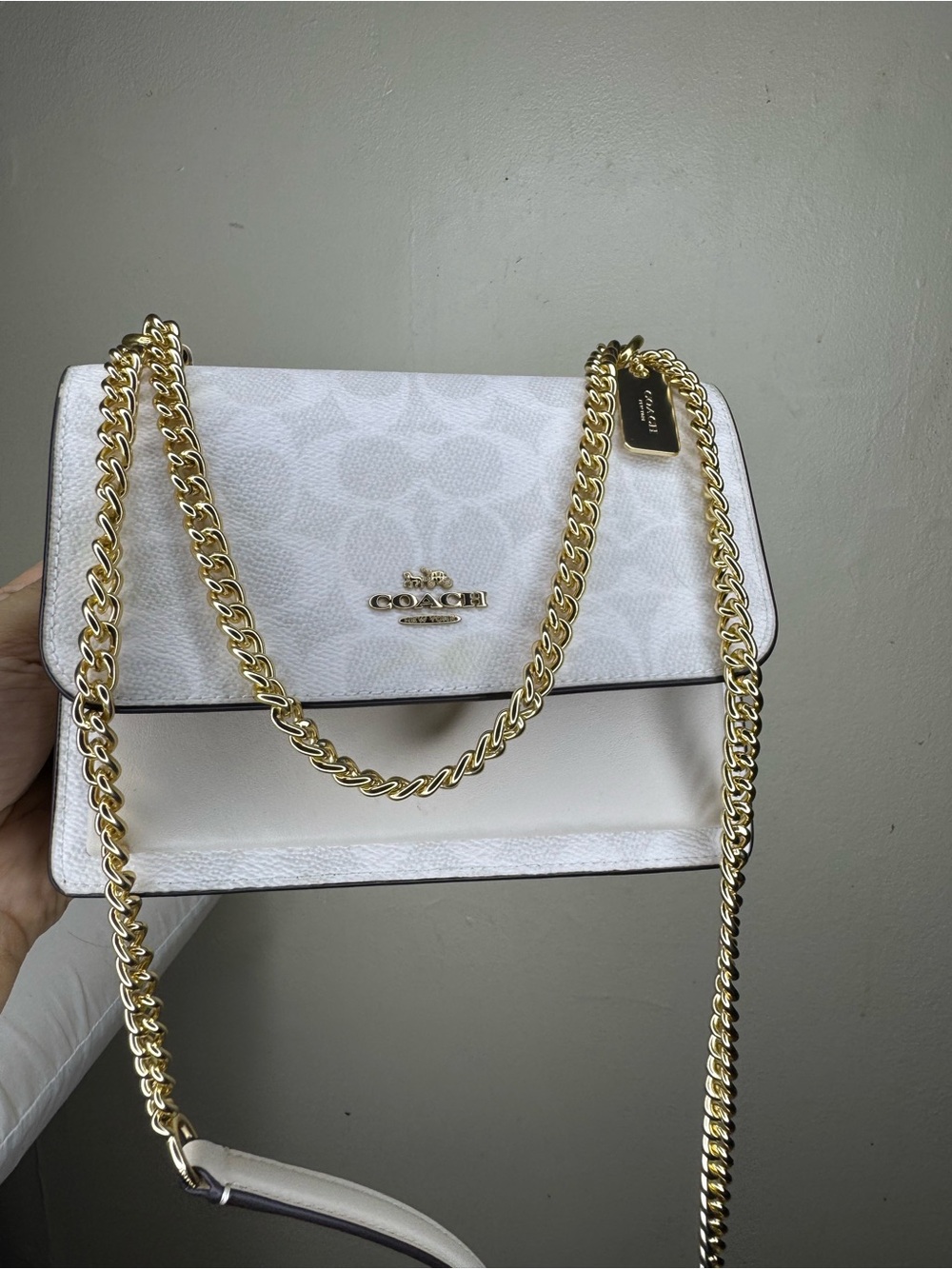 Coach Klare crossbody White Signature Chain Shoulder Bag